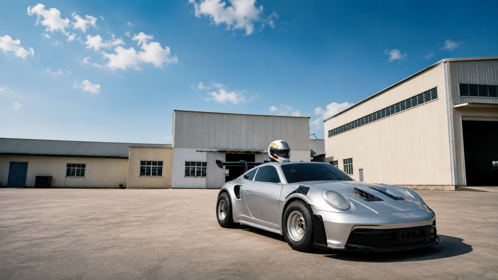 Silver GD KART GT3 RS at the factory
